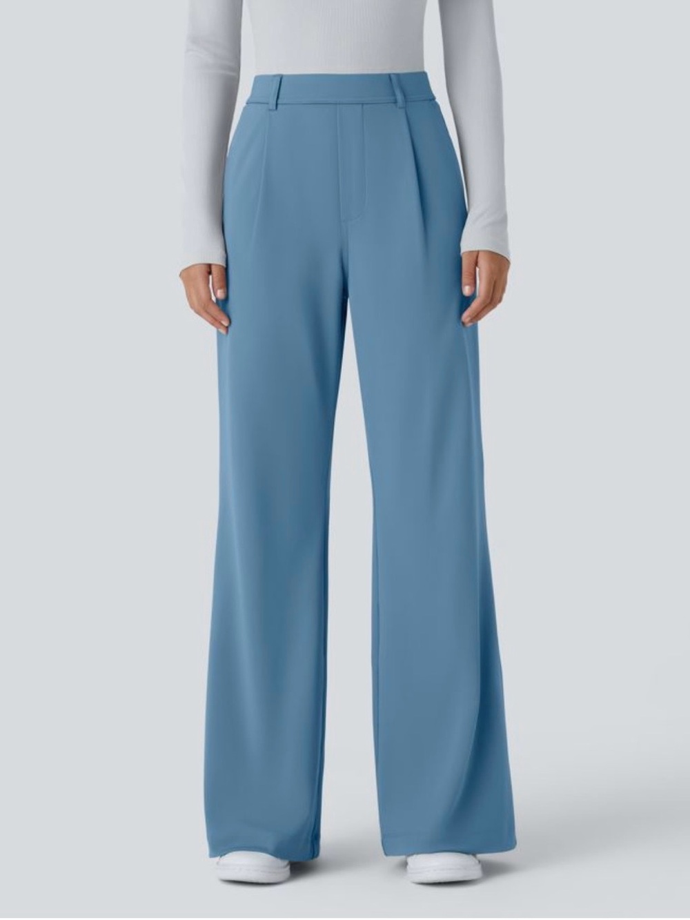 HALARA Wide-Leg High-Rise Tall Length Pants in Dusty Blue